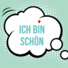 illustration Comicartig eine Sprechblase darin steht ich bin schön